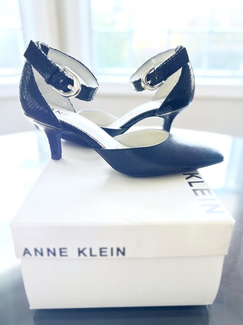 Anne Klein Fabulist iFlex Pointed Toe Pumps Dress Shoes Ankle Strap Black 6M